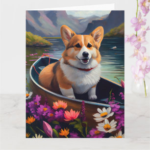 Carte Corgi sur une pagaie : une aventure Pittoresque