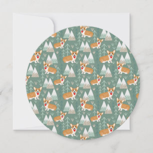 Carte Corgis dans le Motif forestier des montagnes