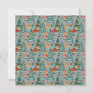 Carte Corgis décorent l'arbre de Noël en forêt