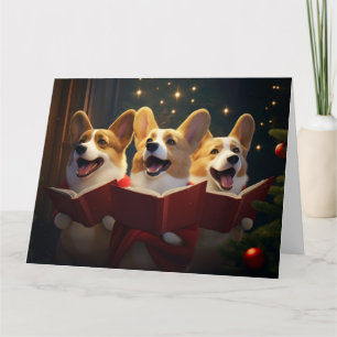 Carte Corgis Noël Noël Caroling Festive Vacances