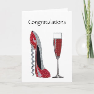 Carte Corkvis talon rouge Stiletto et verre de champagne