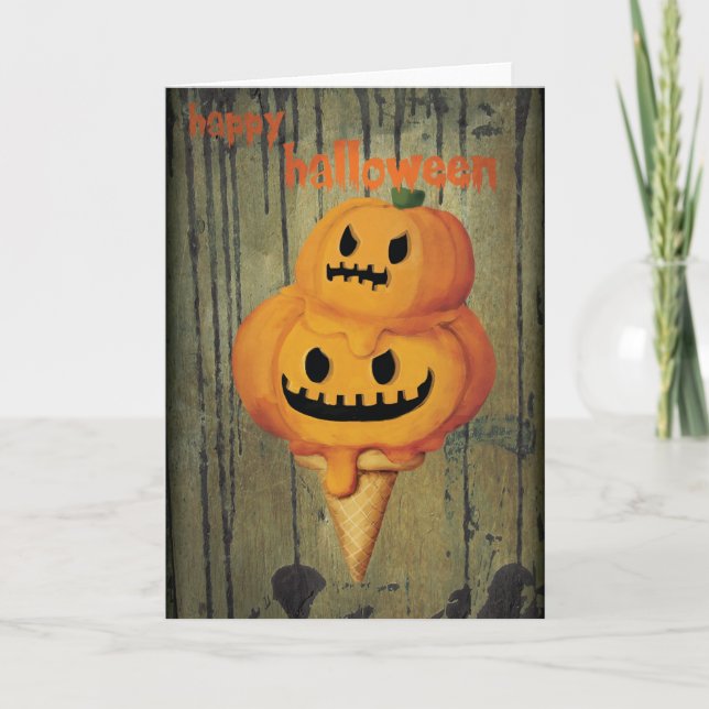 Carte Cornet de crème glacée de citrouille de Halloween (Devant)