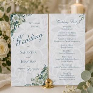 Carte Cortège de mariage au vert sauge ivoire eucalyptus