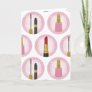 Carte Cosmetologie Motif de maquillage rose
