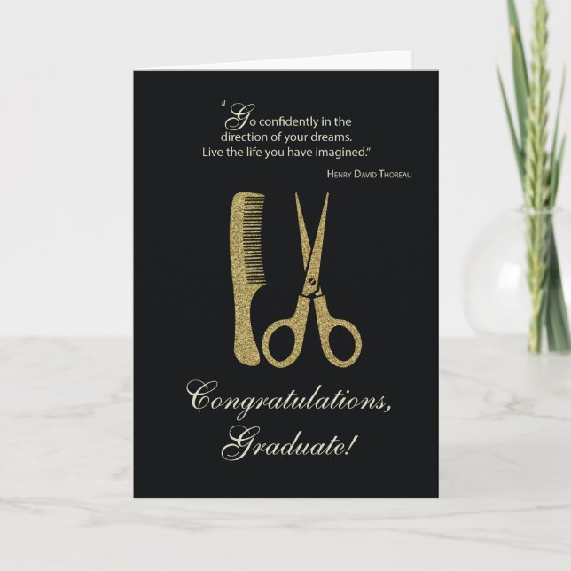 Carte Cosmetology School Graduation Félicitations Gold (Devant)