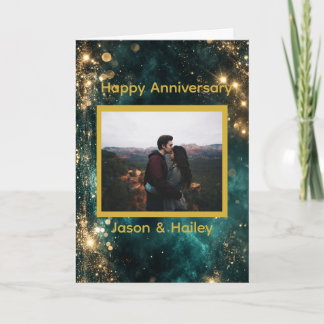 Carte Cosmic Dreamscape Golden Sparkles Custom Photo
