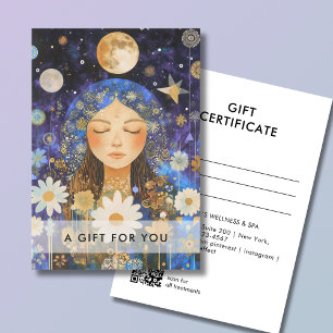 Carte Cosmic Girl Boho Moon Code QR Certificat Cadeau