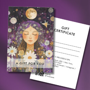 Carte Cosmic Girl Boho Moon Code QR Certificat Cadeau