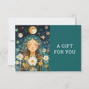 Carte Cosmic Girl Boho Moon Code QR Certificat Cadeau