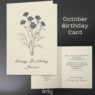 Carte Cosmos Rustique Timoté Octobre Fleur Linge de nais
