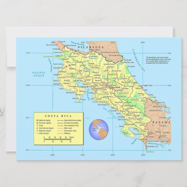 Carte COSTA RICA Map Card (Devant)