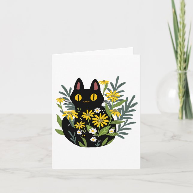 Carte Costume d'automne Halloween Cute Retro Chat noir (Devant)