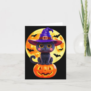 Carte Costume de chat noir sorcière citrouille Halloween