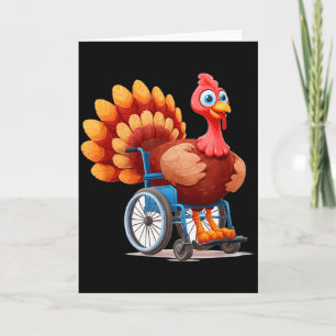 Carte Costume de dinde heureuse en fauteuil roulant pour