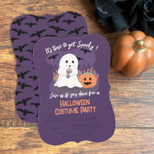 Carte Costume de fantôme mignon pour fête d'Halloween In