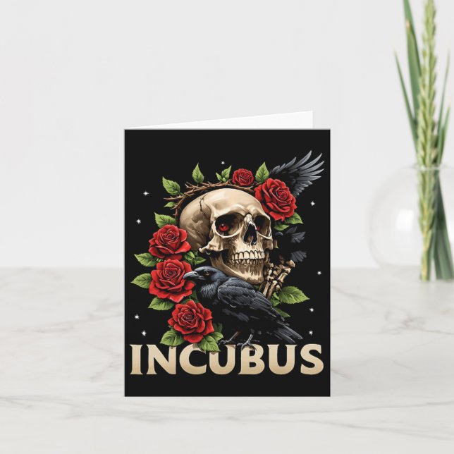 Carte Costume d'Halloween Incubus Crow gauche Crâne Fleu (Devant)