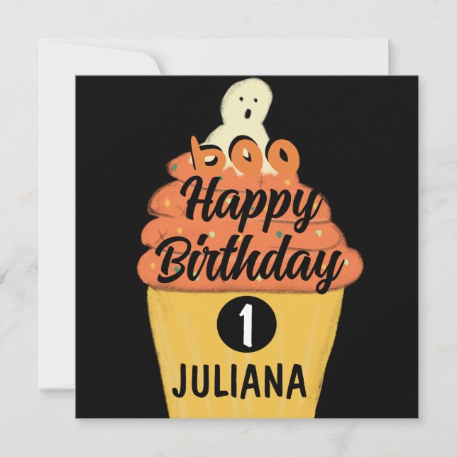 Carte Costume Fantôme de Cupcake Frosted Halloween Party (Devant)