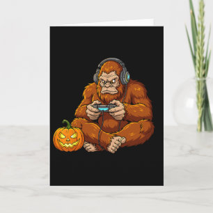Carte Costume Halloween Bigfoot drôle de joueur de jeux