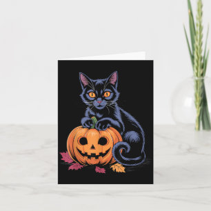 Carte Costume Halloween Citrouille Chat Noir Rétro Autom