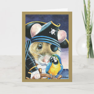 Carte Costume Halloween Pirate Souris Aquarelle Art