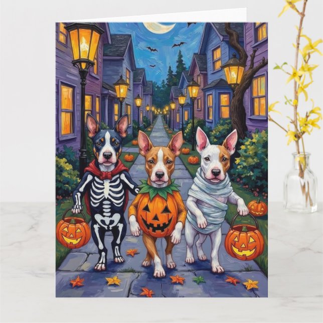 Carte Costumes d'Halloween de Bull Terrier (Fleur jaune)