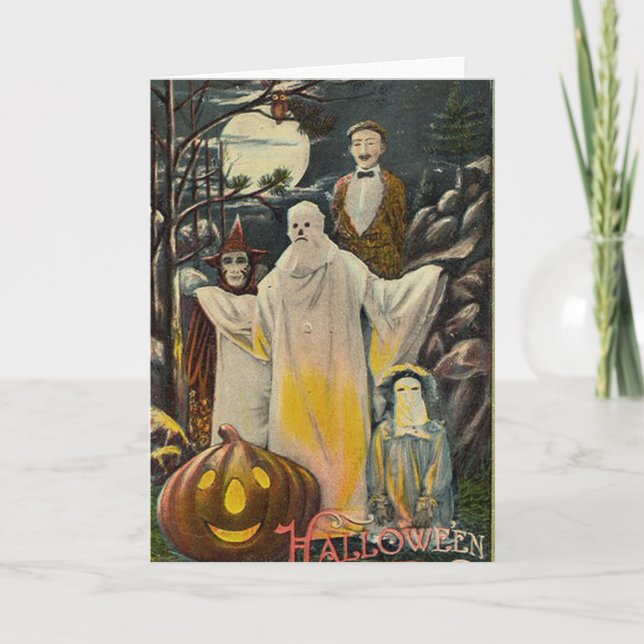 Carte Costumes d'Halloween Éffrayants vintages (Devant)