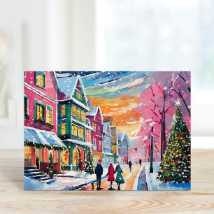 Carte Cosy Winter Street Scène Art Moderne