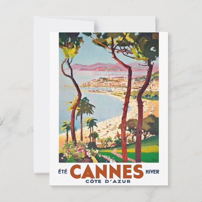 Carte Côte vintage d'Azur Cannes (Devant)