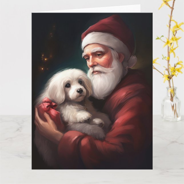 Carte Coton De Tulear Avec Noël Du Père Noël (Fleur jaune)