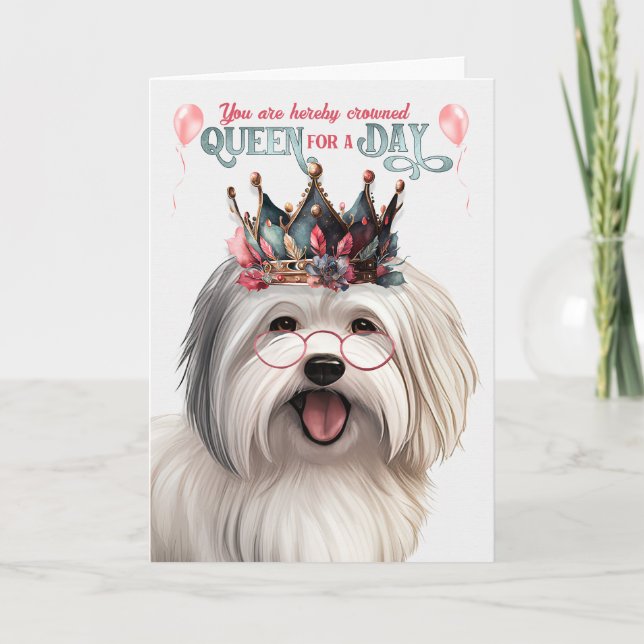 Carte Coton de Tulear Dog Queen pour une journée d'anniv (Devant)