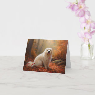 Carte Coton De Tulear en automne feuilles tombées inspir