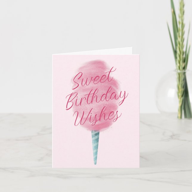 Carte Coton rose Bonbon sucré Anniversaire Voeux (Devant)