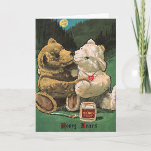 Carte Cottagecore vintage victorien Ours de miel