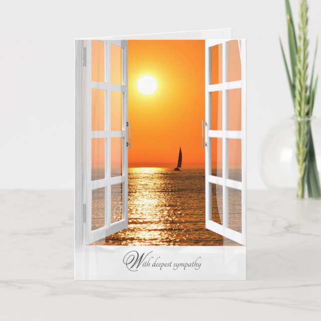 Carte couché de soleil de voilier dans la fenêtre sympat (Devant)
