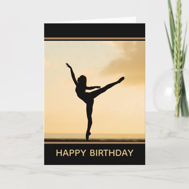Carte Coucher de soleil Ballerina Arabesque | Joyeux ann (Devant)