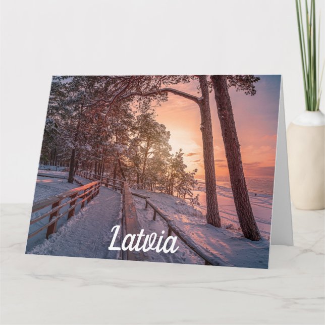 Carte Coucher de soleil d'hiver dans la pinède près de l (Devant)