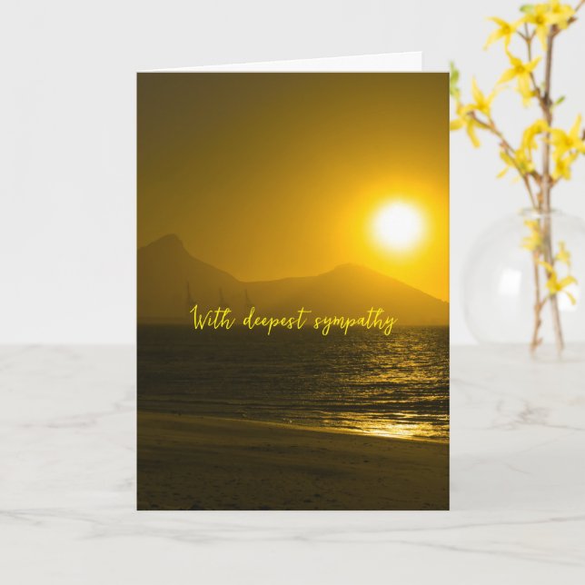 Carte Coucher de soleil doré sur la plage de l'océan mer (Fleur jaune)