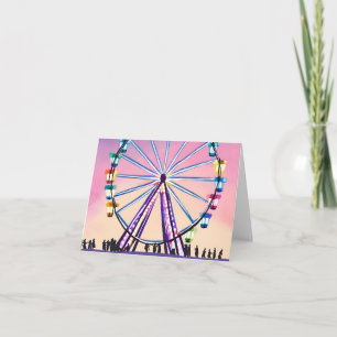 Carte Coucher de soleil Ferris Wheel   Belle aquarelle