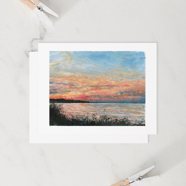 Carte Coucher De Soleil Le Long De La Plage (Sunset Along Beach painting by Jenn Steffen Art for Jenn's Emporium.)