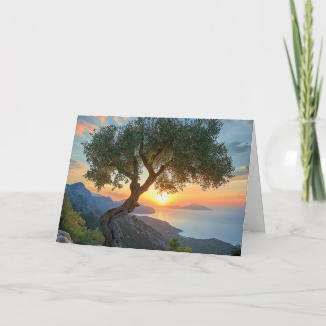 Carte Coucher De Soleil Méditerranéen Sur La Mer Avec Ol (Devant)