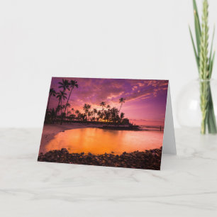 Carte Coucher De Soleil Rose De Hawaii Beach