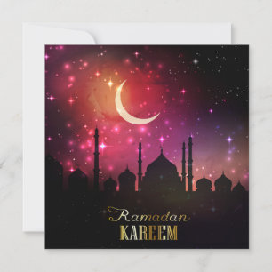 Carte Coucher de soleil rose de la mosquée Ramadan