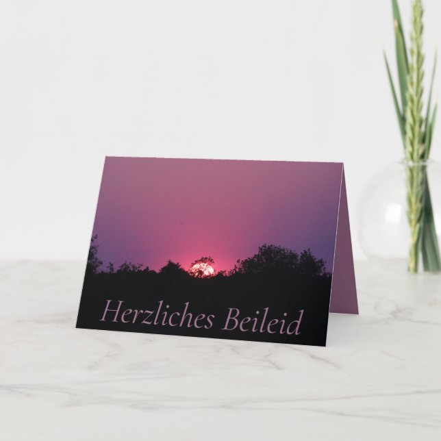 Carte Coucher de soleil rose en signe de sympathie allem (Devant)