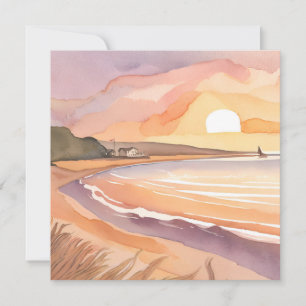 Carte Coucher de soleil sur la plage Belle peinture à