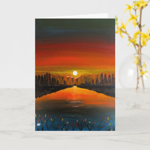 Carte Coucher de soleil sur le lac Canyon, peinture d'Al