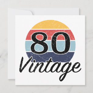 Carte Coucher de soleil vintage de 80e anniversaire