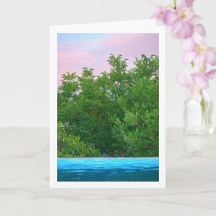 Carte Coucher de soleil violet à travers les arbres