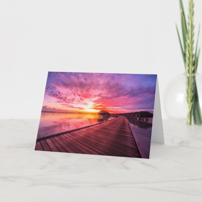 Carte Coucher du soleil sur la station de vacances de (Devant)