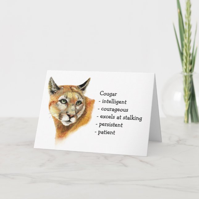 Carte Cougar Totem, Animal Guide Funny Birthday (Devant)