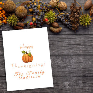 Carte Couleur citrouille bon thanksgiving